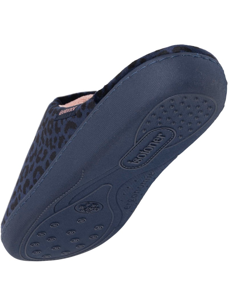 Zapatillas chinelas microvellón, suela ergonómica, espuma mujer isotoner Azul marino - Kiabi