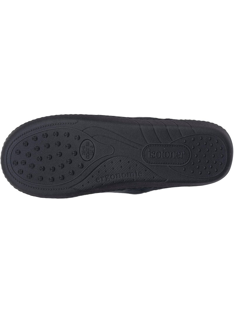 Zapatillas chinelas microvellón, suela ergonómica, espuma mujer Isotoner Negro - Kiabi