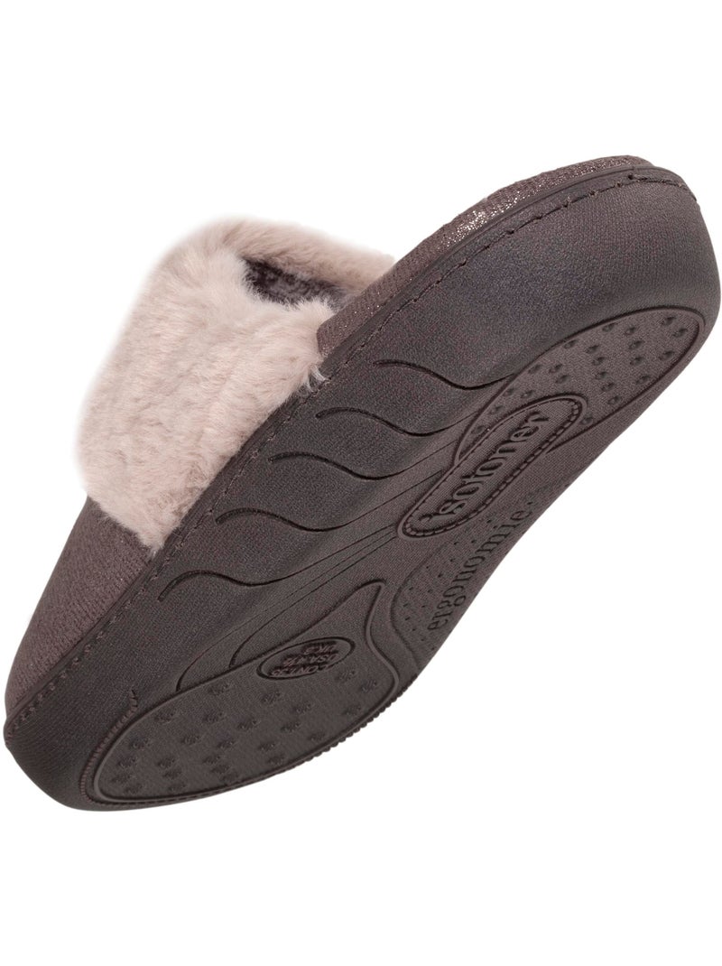 Zapatillas chinelas Pieles iridiscentes y de imitación niña Isotoner Gris - Kiabi