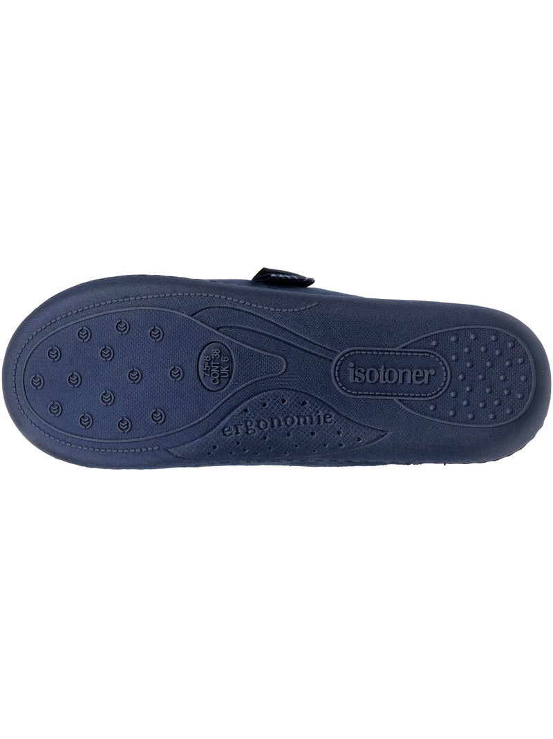 Zapatillas chinelas plantilla ergonómica microvelour con mujer Isotoner Azul marino - Kiabi