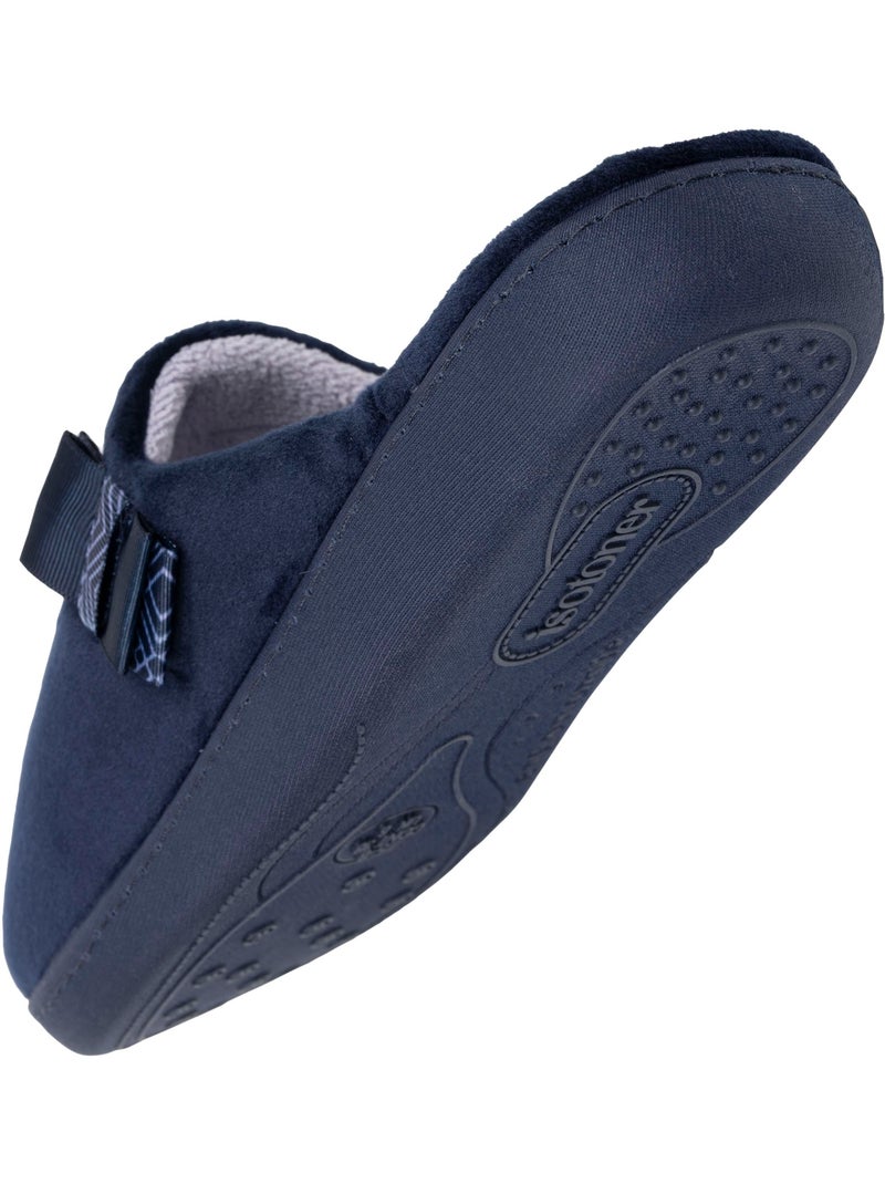 Zapatillas chinelas plantilla ergonómica microvelour con mujer Isotoner Azul marino - Kiabi