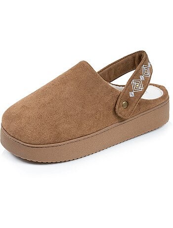 Zapatillas chinelas Plataforma de ante de 3,5 cm, confort mujer Isotoner