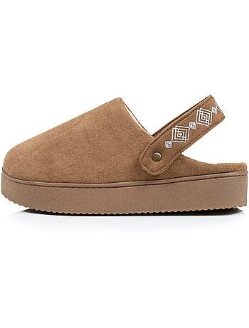 Zapatillas chinelas Plataforma de ante de 3,5 cm, confort mujer Isotoner