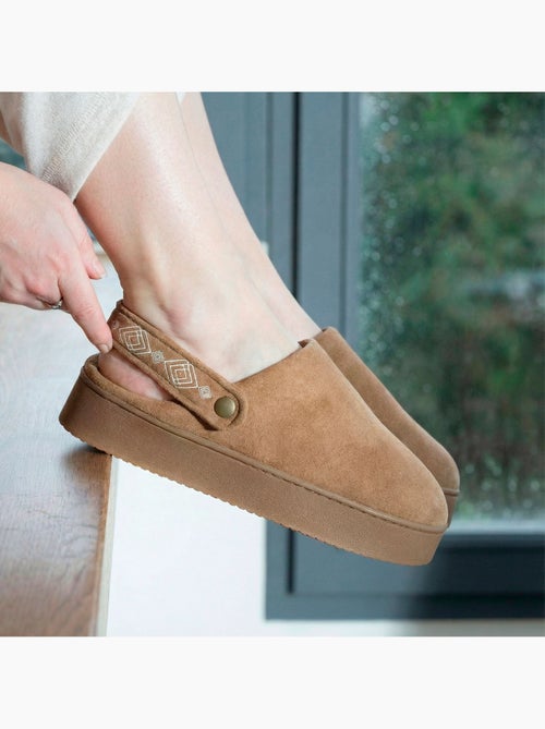 Zapatillas chinelas Plataforma de ante de 3,5 cm, confort mujer Isotoner - Kiabi