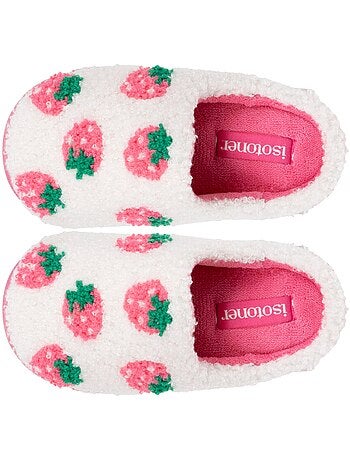Zapatillas chinelas sherpa fresa, suela bloup xtra comfort, niña isotoner
