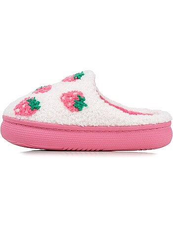 Zapatillas chinelas sherpa fresa, suela bloup xtra comfort, niña isotoner