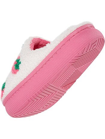 Zapatillas chinelas sherpa fresa, suela bloup xtra comfort, niña isotoner