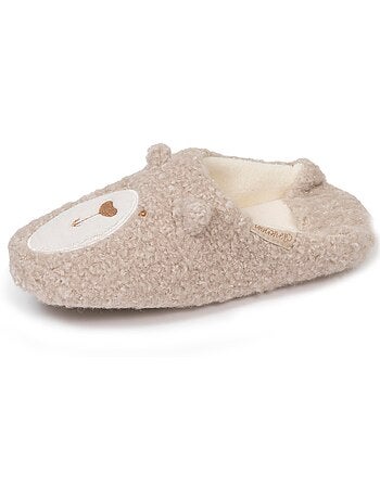 Zapatillas chinelas sherpa, suela antideslizante mujer isotoner
