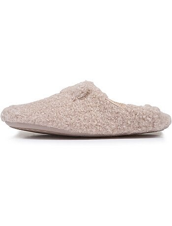 Zapatillas chinelas sherpa, suela antideslizante mujer isotoner