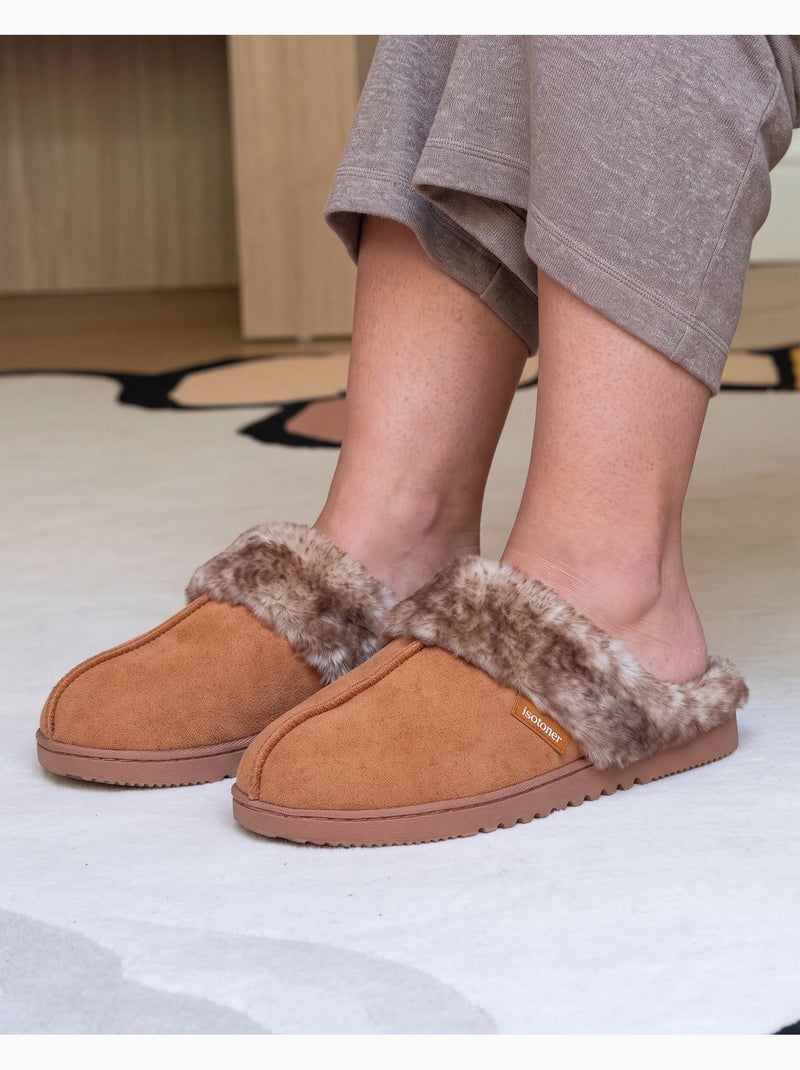 Zapatillas chinelas suéfine, caliente mujer Camel - Kiabi