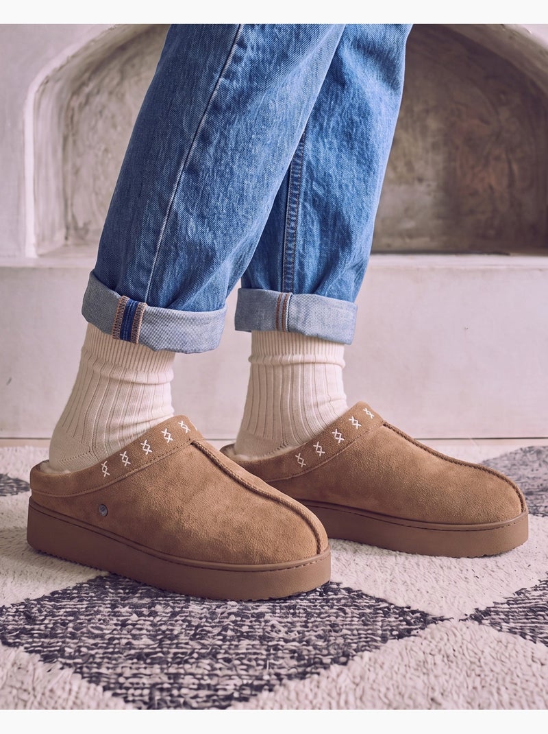 Zapatillas chinelas suela de plataforma de 3,5 cm mujer Camel - Kiabi
