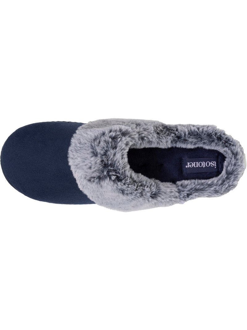 Zapatillas chinelas suela ergonómica confort, terciopelo mujer Azul marino - Kiabi