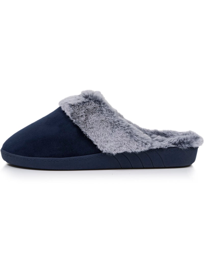 Zapatillas chinelas suela ergonómica confort, terciopelo mujer Azul marino - Kiabi
