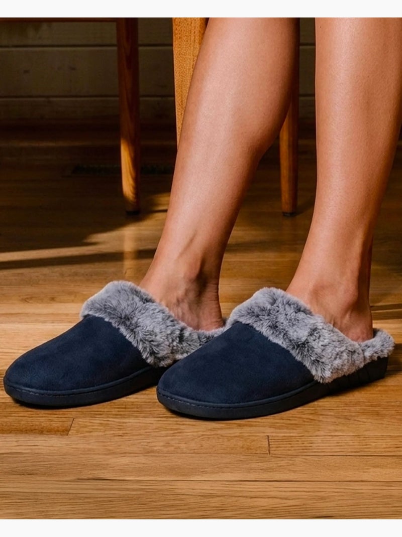 Zapatillas chinelas suela ergonómica confort, terciopelo mujer Isotoner Azul marino - Kiabi