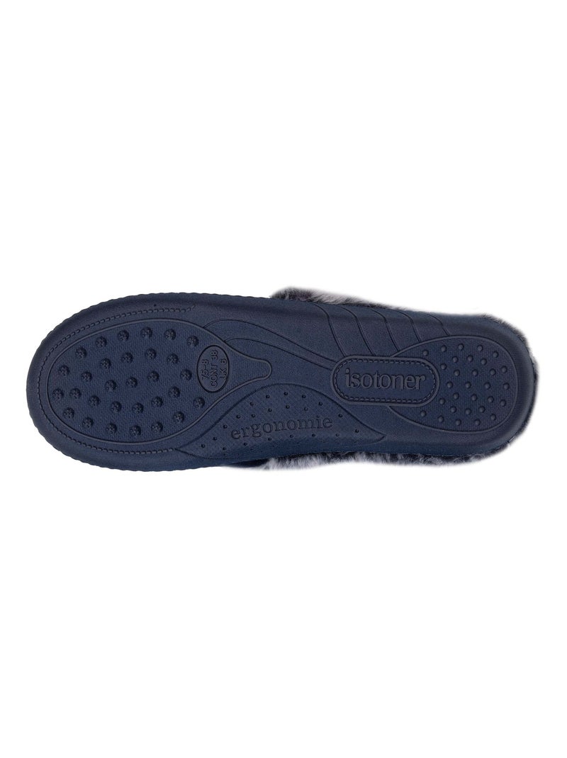 Zapatillas chinelas suela ergonómica confort, terciopelo mujer Isotoner Azul marino - Kiabi