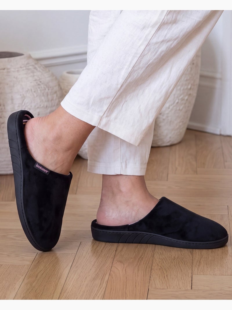 Zapatillas chinelas suela ergonómica confort, terciopelo mujer isotoner Negro - Kiabi