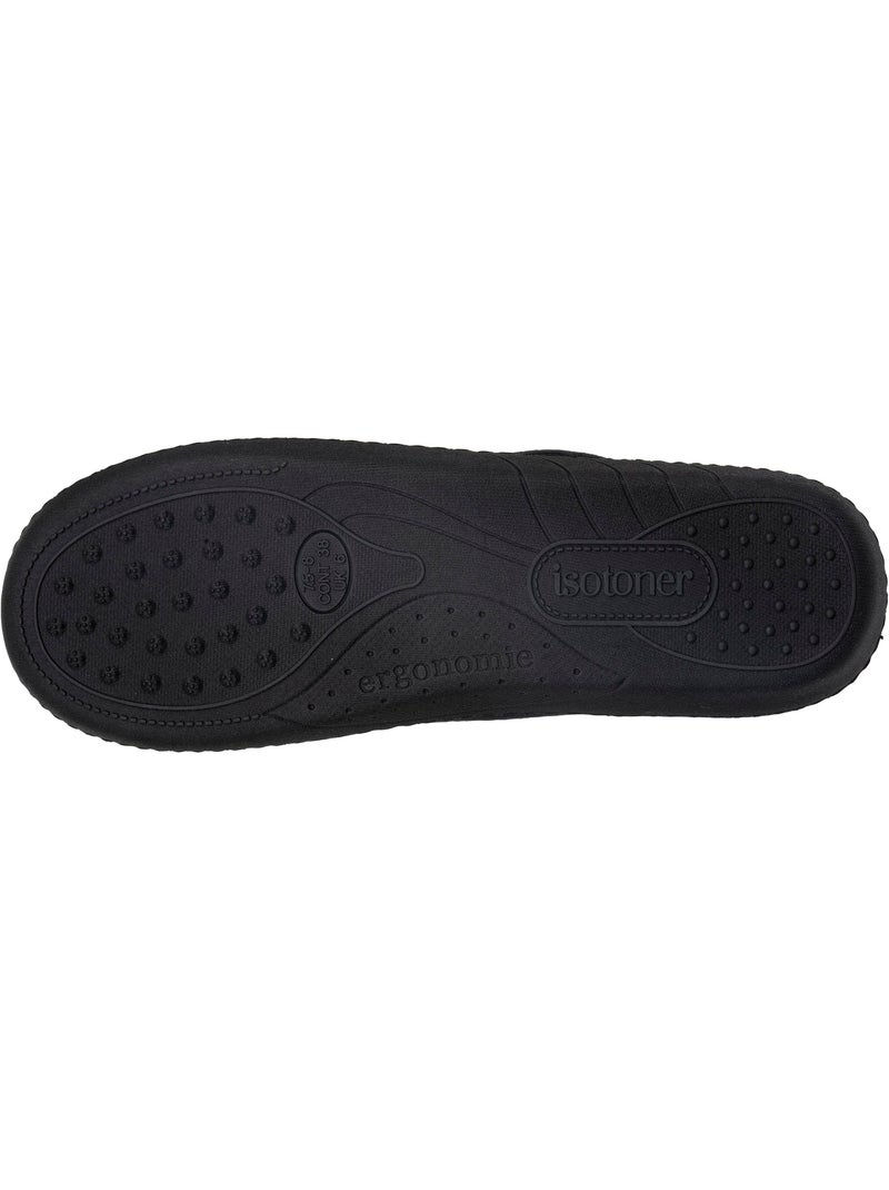 Zapatillas chinelas suela ergonómica confort, terciopelo mujer isotoner Negro - Kiabi