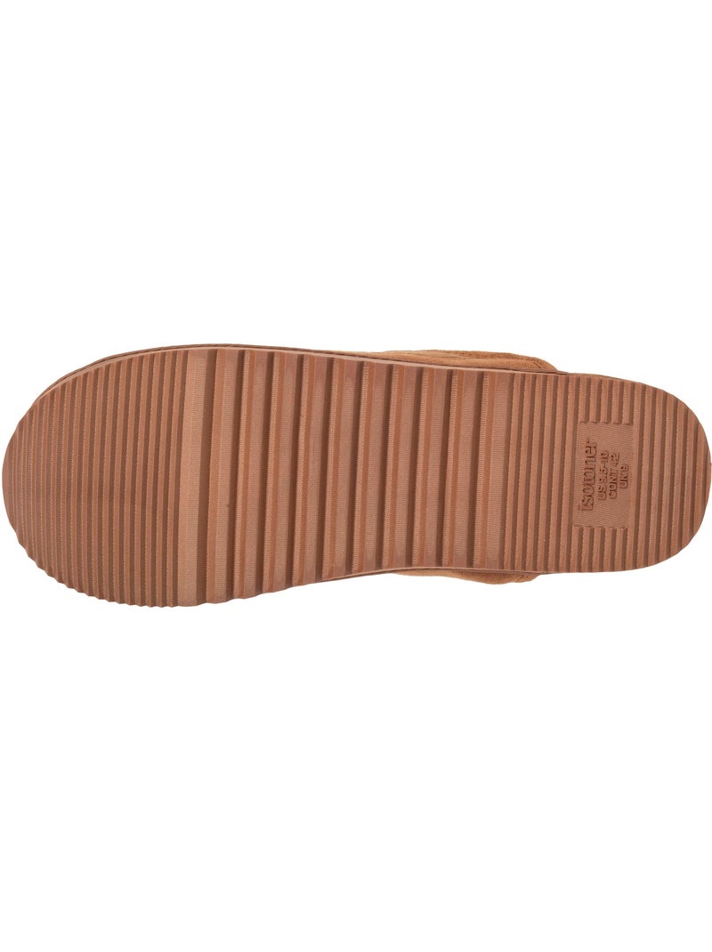 Zapatillas chinelas terciopelo cálido, suela cómoda con hombre Isotoner Camel - Kiabi