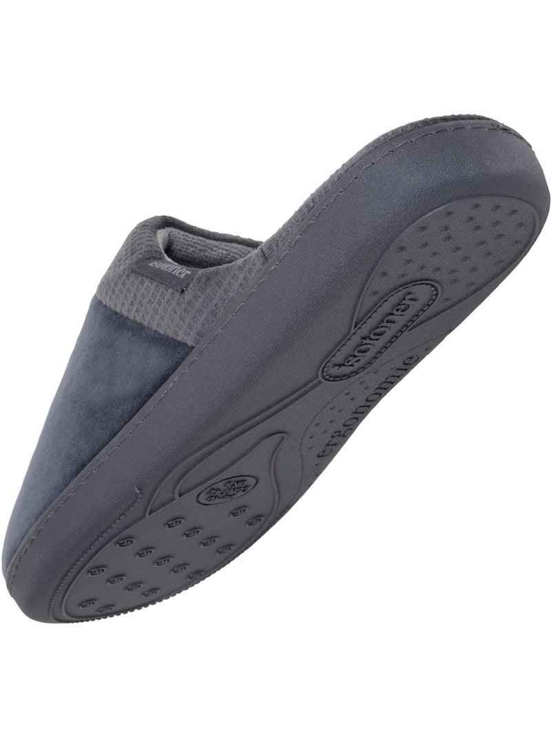 Zapatillas chinelas terciopelo, suela ergonómica, sujeción hombre isotoner Gris - Kiabi