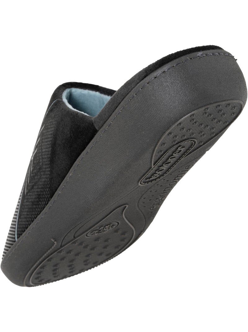 Zapatillas chinelas terciopelo, suela ergonómica, sujeción hombre isotoner Negro Azul - Kiabi