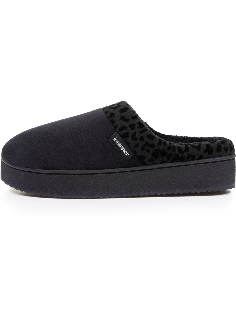 Zapatillas chinelas terciopelo ultra suave, cuñas mujer Negro - Kiabi