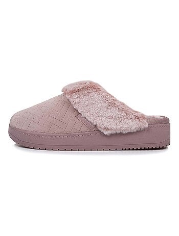 Zapatillas chinelas terciopelo ultra suave, tacón de 3,7 cm mujer Isotoner