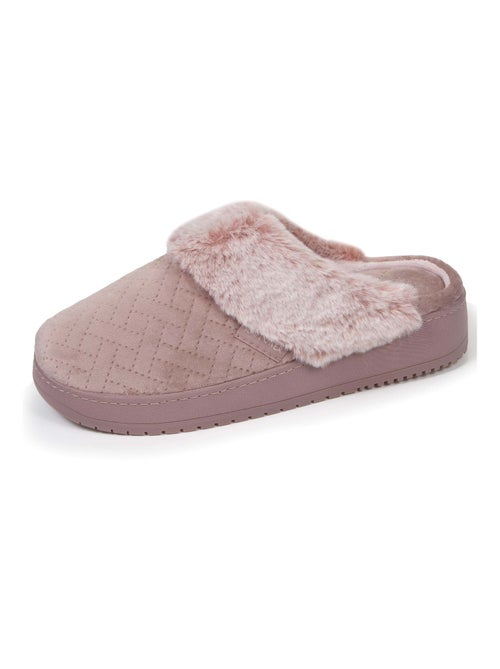Zapatillas chinelas terciopelo ultra suave, tacón de 3,7 cm mujer Isotoner - Kiabi