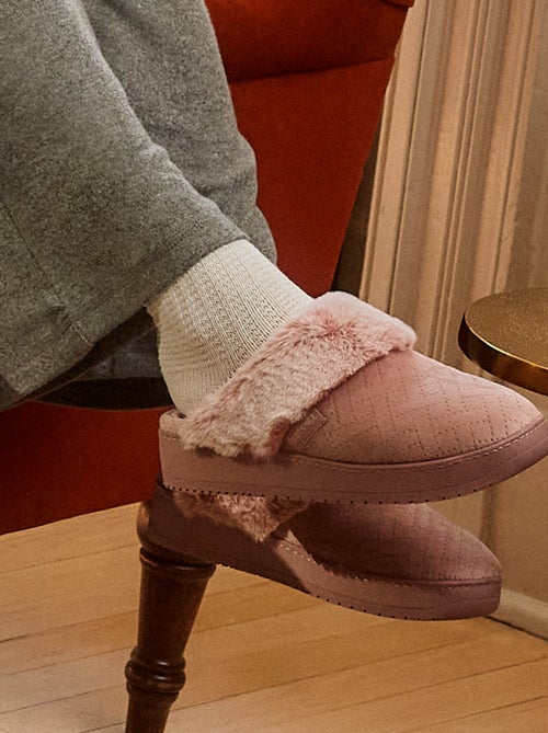 Zapatillas chinelas terciopelo ultra suave, tacón de 3,7 cm mujer Isotoner - Kiabi