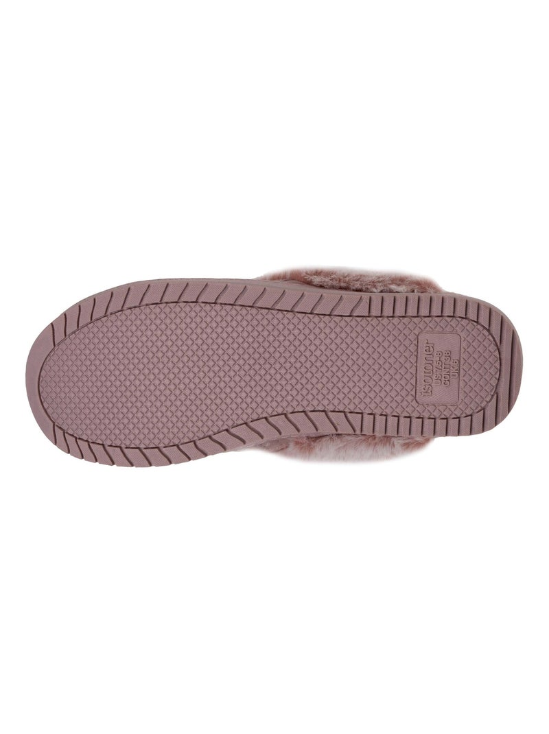 Zapatillas chinelas terciopelo ultra suave, tacón de 3,7 cm mujer Isotoner Rubor - Kiabi
