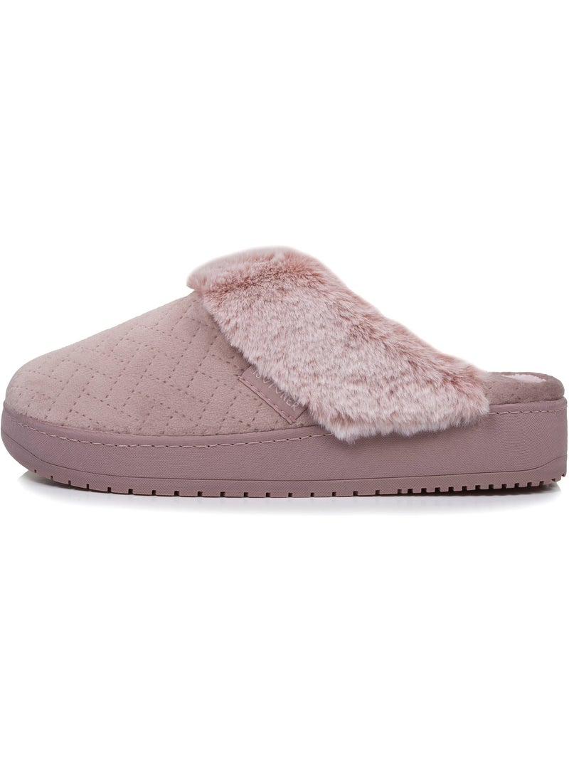Zapatillas chinelas terciopelo ultra suave, tacón de 3,7 cm mujer Rubor - Kiabi