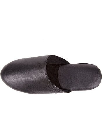 Zapatillas chinelas todo cuero, suela confort hombre isotoner