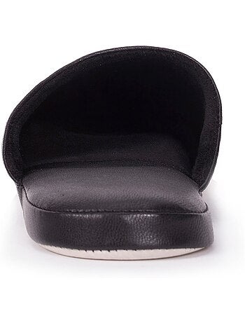 Zapatillas chinelas todo cuero, suela confort hombre isotoner