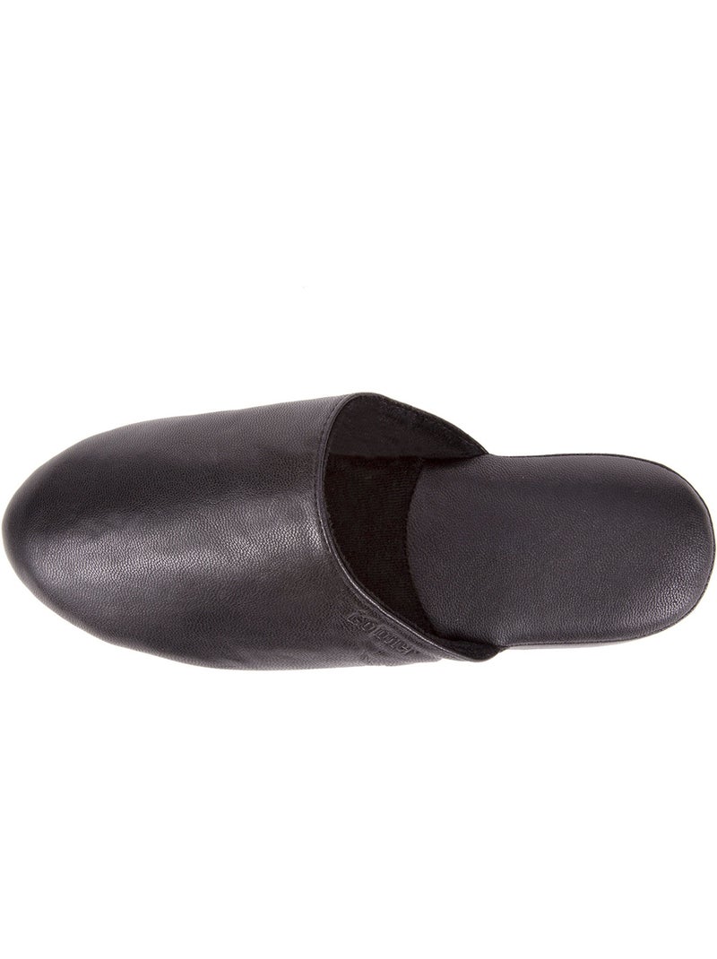 Zapatillas chinelas todo cuero, suela confort hombre isotoner Negro - Kiabi