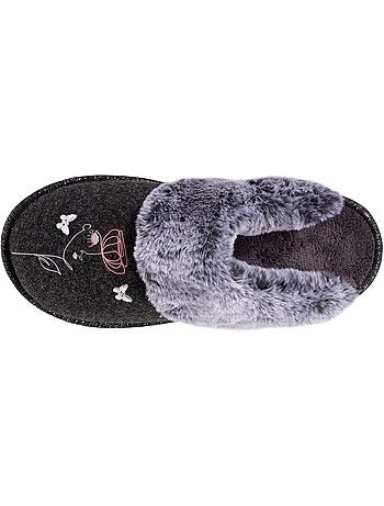 Zapatillas chinelas ultracómodo, con ribete de piel mujer isotoner