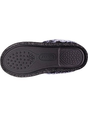 Zapatillas chinelas ultracómodo, con ribete de piel mujer isotoner