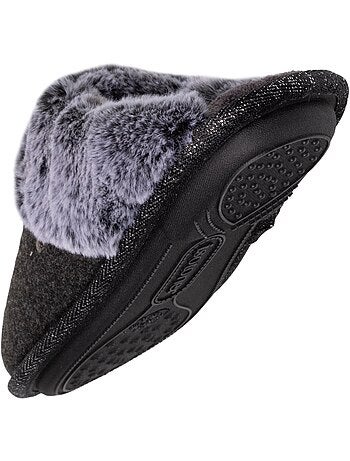 Zapatillas chinelas ultracómodo, con ribete de piel mujer isotoner