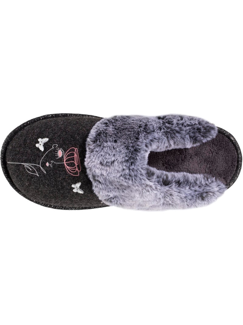 Zapatillas chinelas ultracómodo, con ribete de piel mujer isotoner Gris jaspeado - Kiabi