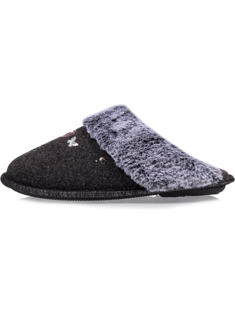 Zapatillas chinelas ultracómodo, con ribete de piel mujer isotoner Gris jaspeado - Kiabi