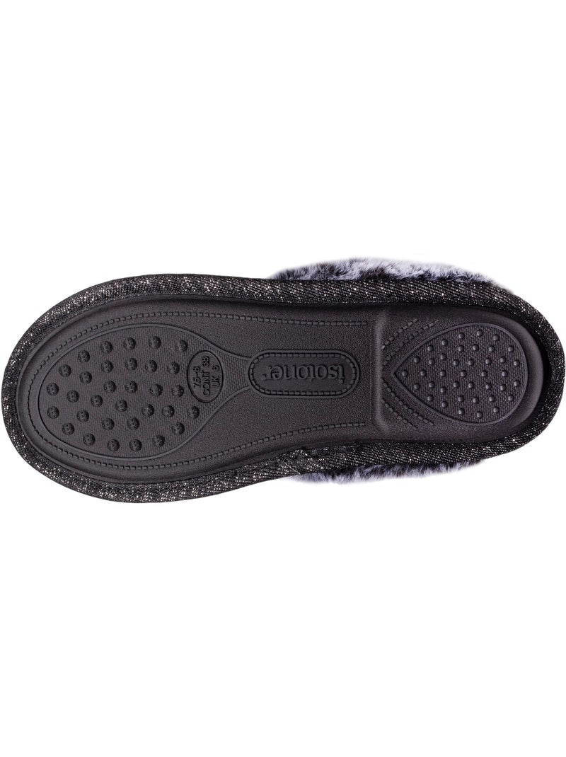 Zapatillas chinelas ultracómodo, con ribete de piel mujer isotoner Gris jaspeado - Kiabi