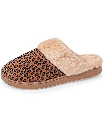 Zapatillas chinelas ultracómodo, con ribete de piel mujer isotoner