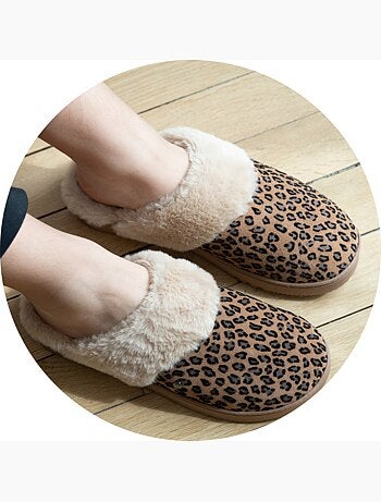 Zapatillas chinelas ultracómodo, con ribete de piel mujer isotoner
