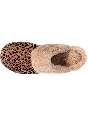 Zapatillas chinelas ultracómodo, con ribete de piel mujer isotoner