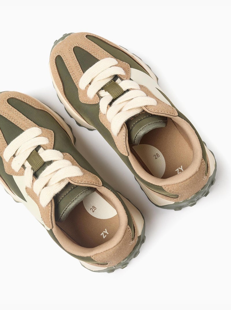 Zapatillas combinadas con cordones Superlight Runner Verde oscuro - Kiabi