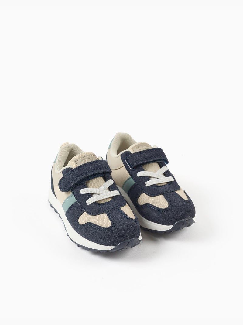 Zapatillas combinadas con tira autoadherente Beige claro - Kiabi