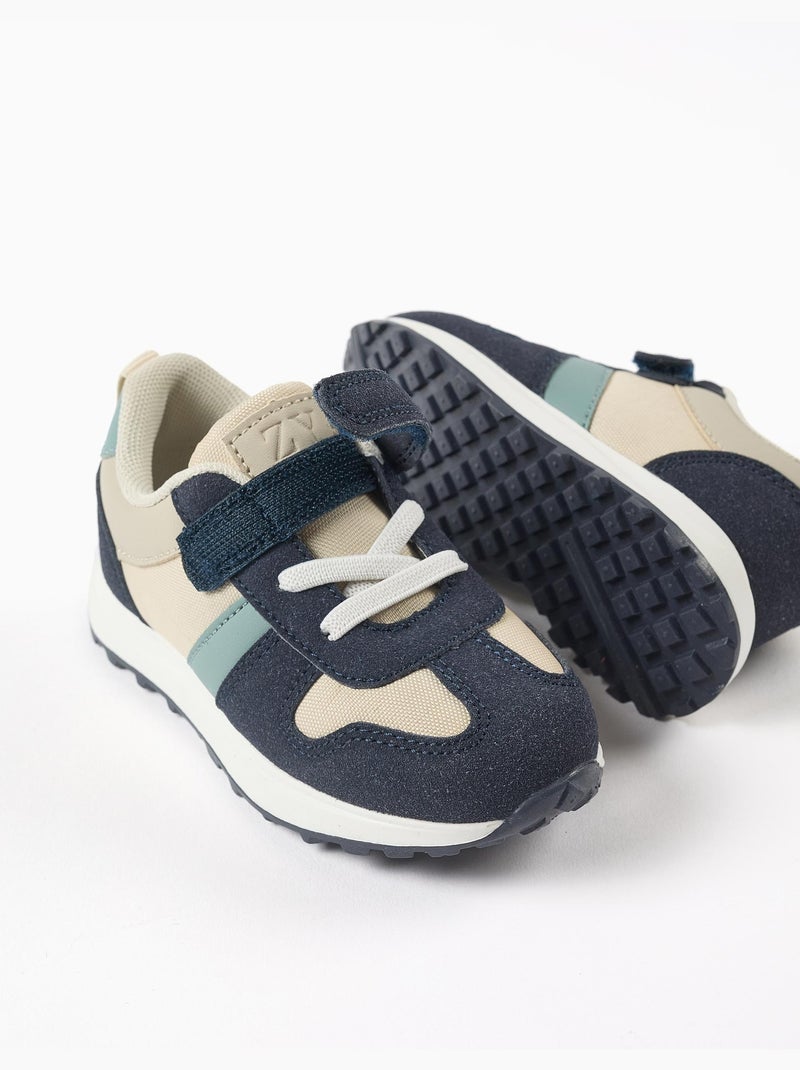 Zapatillas combinadas con tira autoadherente Beige claro - Kiabi
