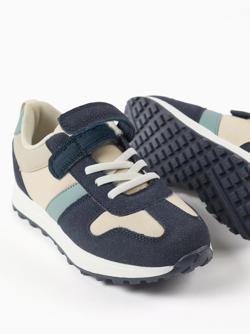 Zapatillas combinadas con tira autoadherente Beige claro - Kiabi