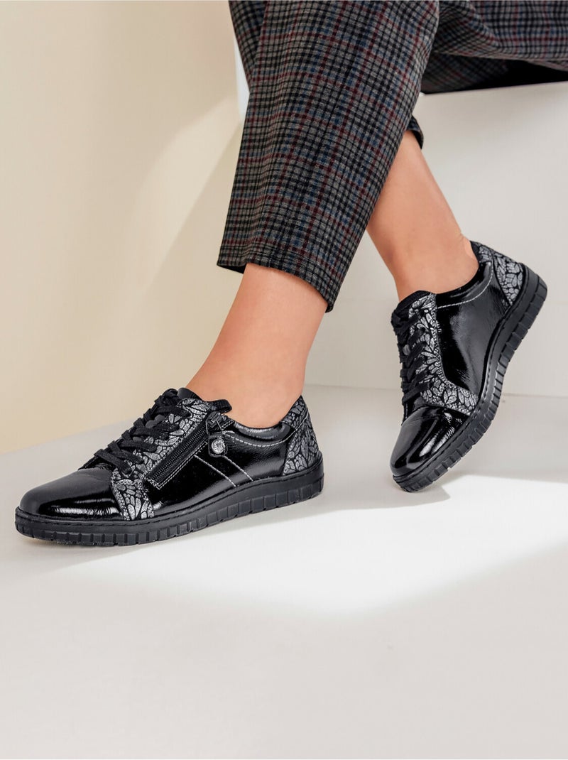 Zapatillas cómodas con cordones y cremallera - afibel Negro - Kiabi