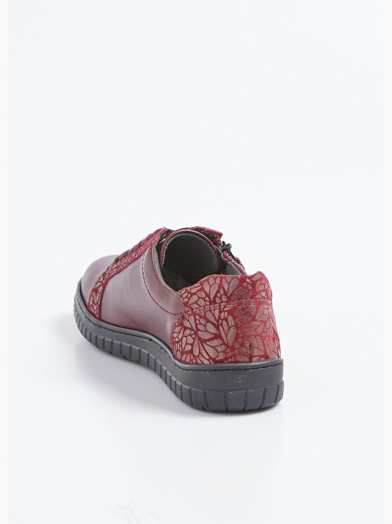 Zapatillas cómodas con cordones y cremallera - afibel Rojo burdeos - Kiabi