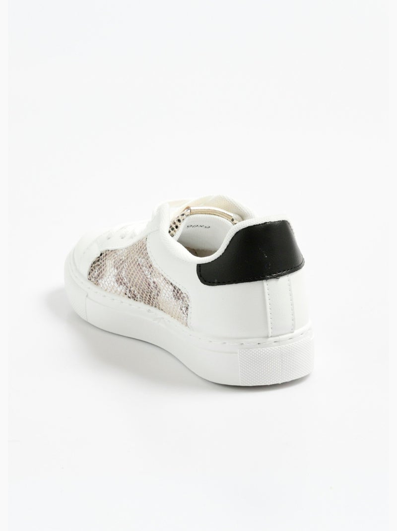 Zapatillas con cordones de dos materiales y efecto reptil - AFIBEL Blanco - Kiabi