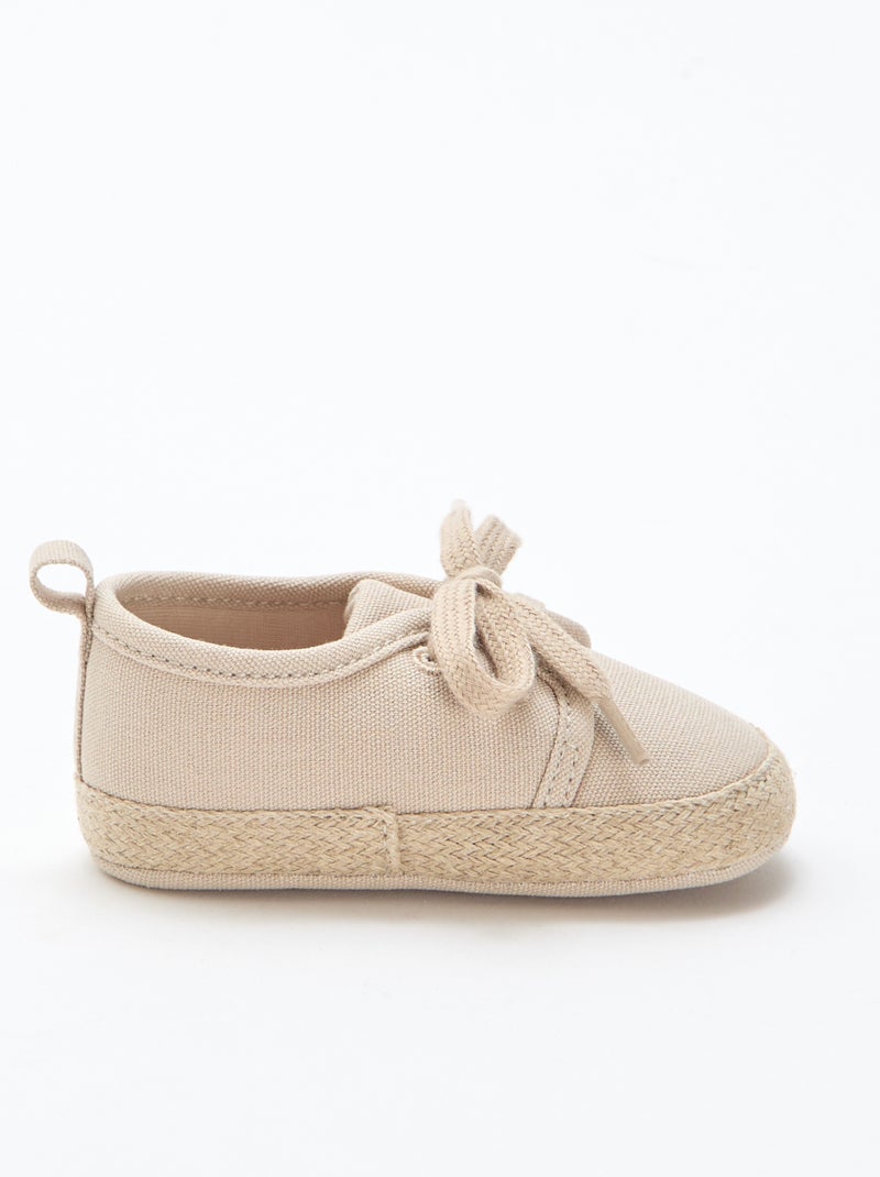 Zapatillas con cordones de tela Beige - Kiabi